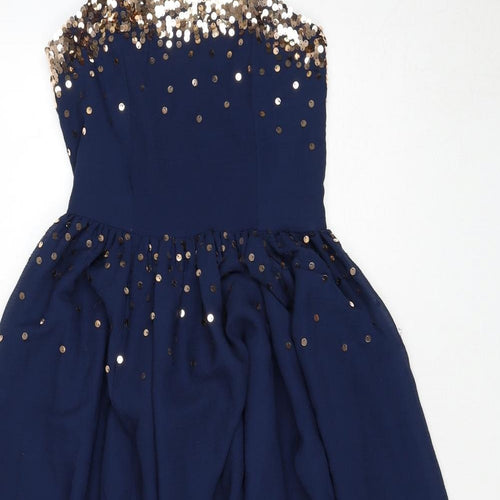 Monsoon Girls Blue Polyester Ball Gown Size 13 Years Square Neck Zip