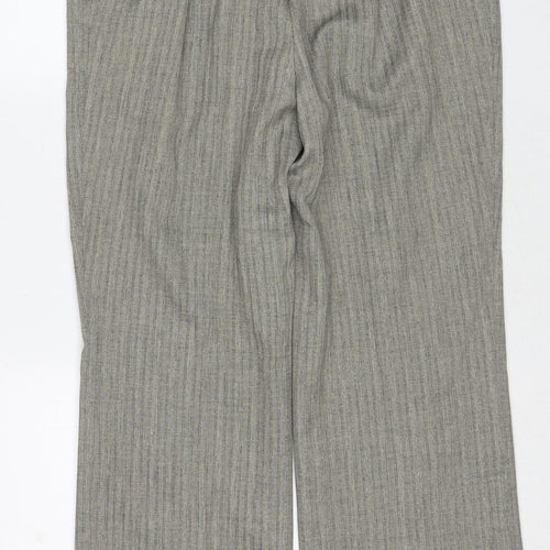 Marks and Spencer Womens Beige Striped Polyester Dress Pants Trousers Size 14 Regular Zip