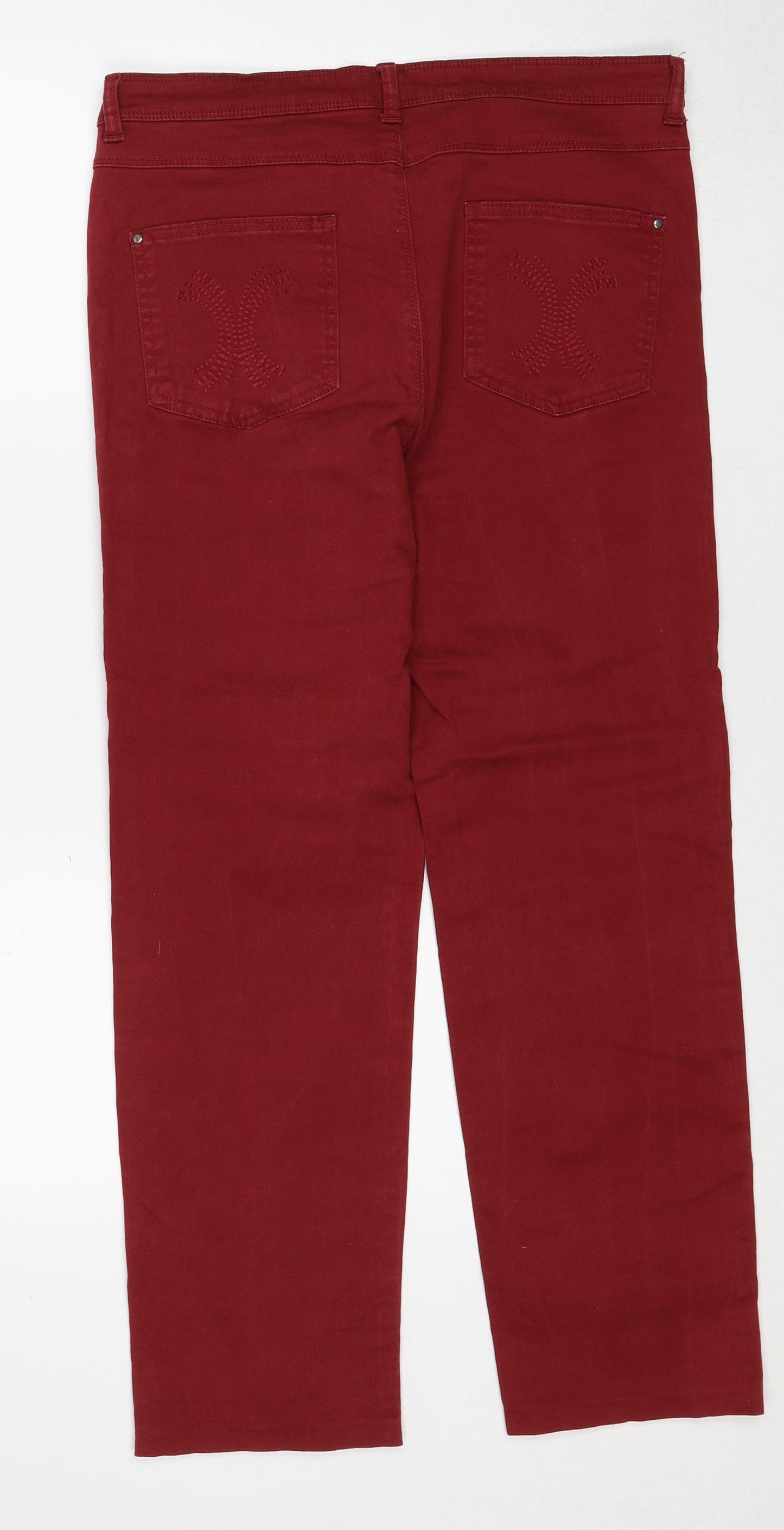 Fabrizio Womens Red Cotton Trousers Size 14 Regular Zip