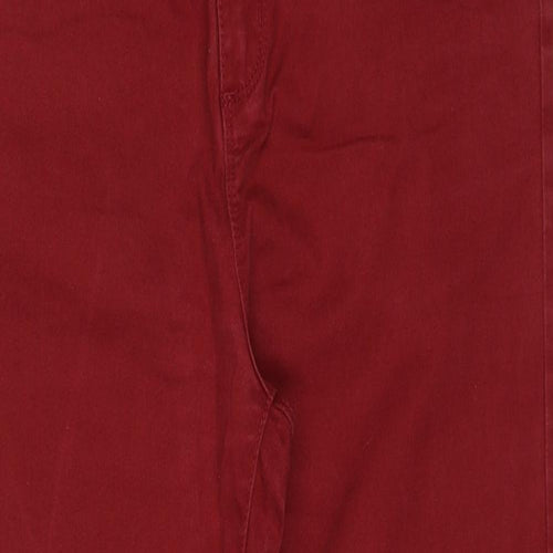 Fabrizio Womens Red Cotton Trousers Size 14 Regular Zip