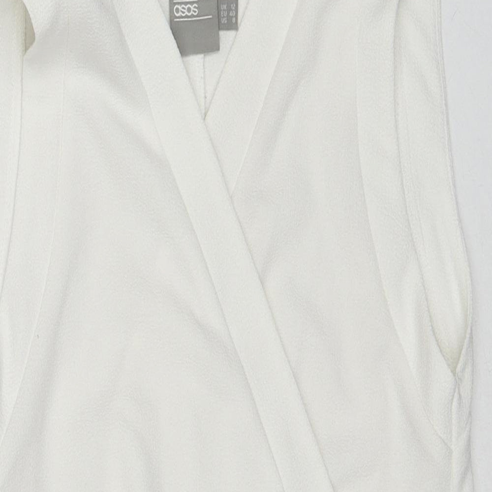 ASOS Womens White Polyester Wrap Blouse Size 12 V-Neck