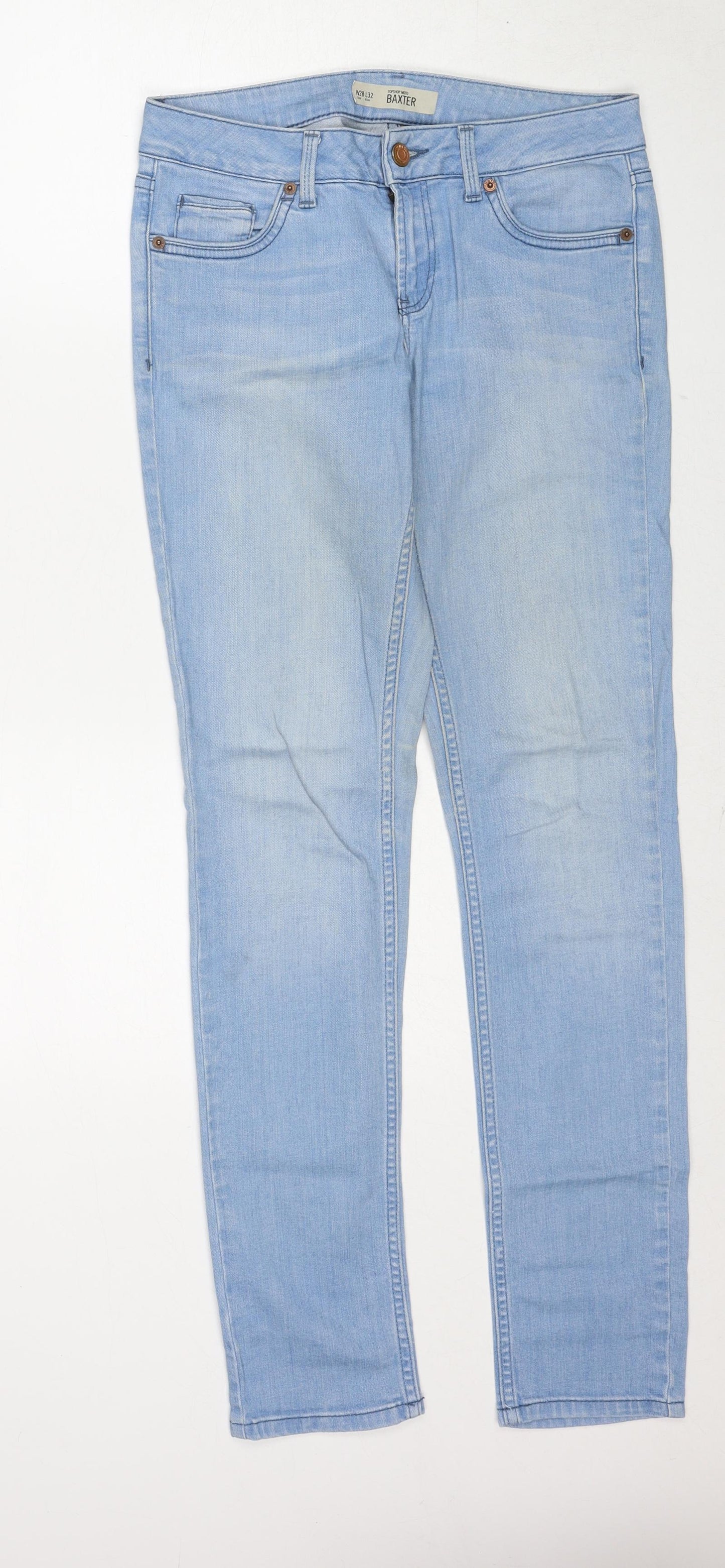 Topshop Womens Blue Cotton Skinny Jeans Size 28 in L32 in Regular Zip
