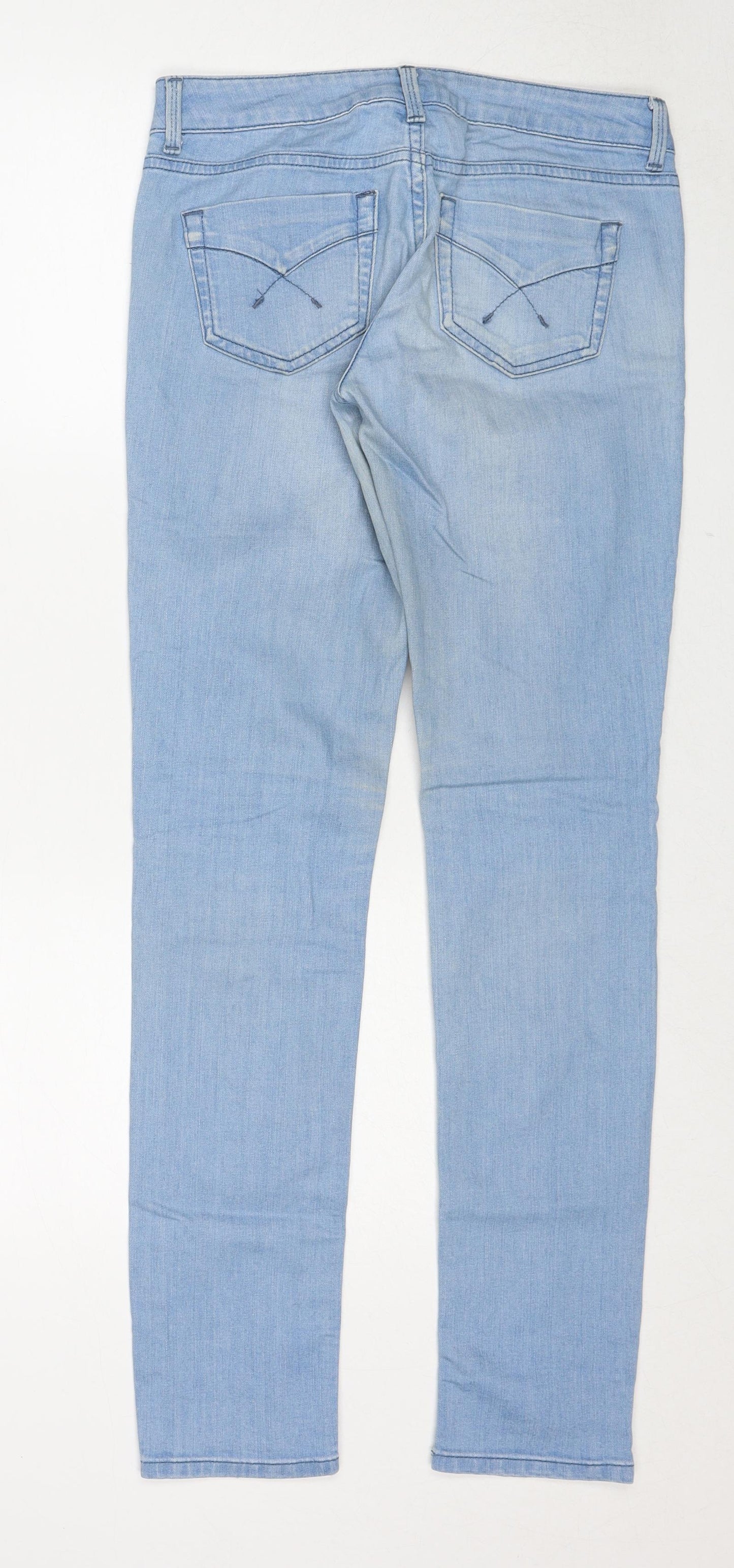 Topshop Womens Blue Cotton Skinny Jeans Size 28 in L32 in Regular Zip