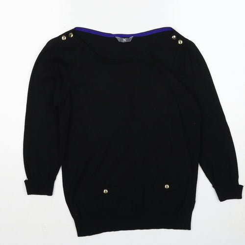 BHS Womens Black Round Neck Nylon Pullover Jumper Size 10