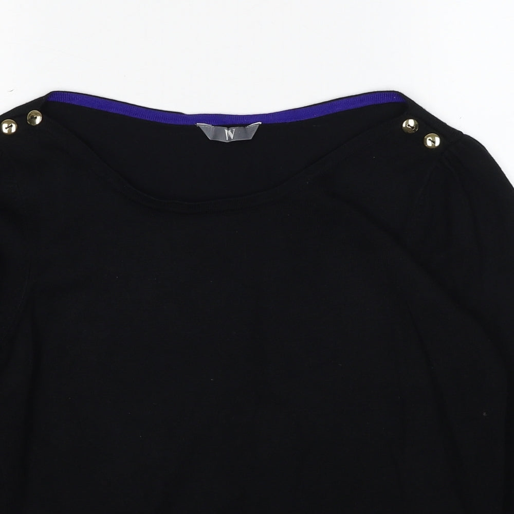 BHS Womens Black Round Neck Nylon Pullover Jumper Size 10