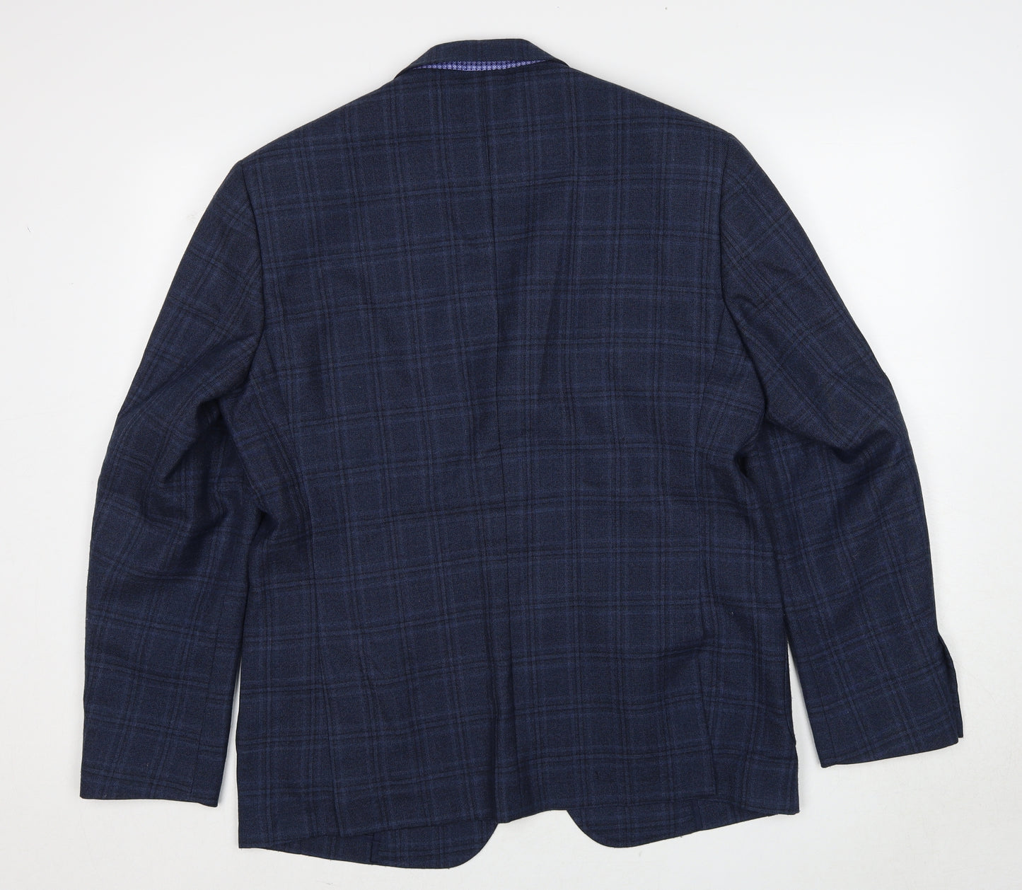 Skopes Mens Blue Plaid Wool Jacket Blazer Size 42 Regular