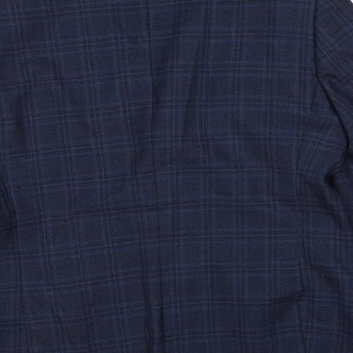 Skopes Mens Blue Plaid Wool Jacket Blazer Size 42 Regular