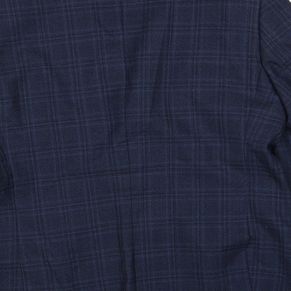 Skopes Mens Blue Plaid Wool Jacket Blazer Size 42 Regular