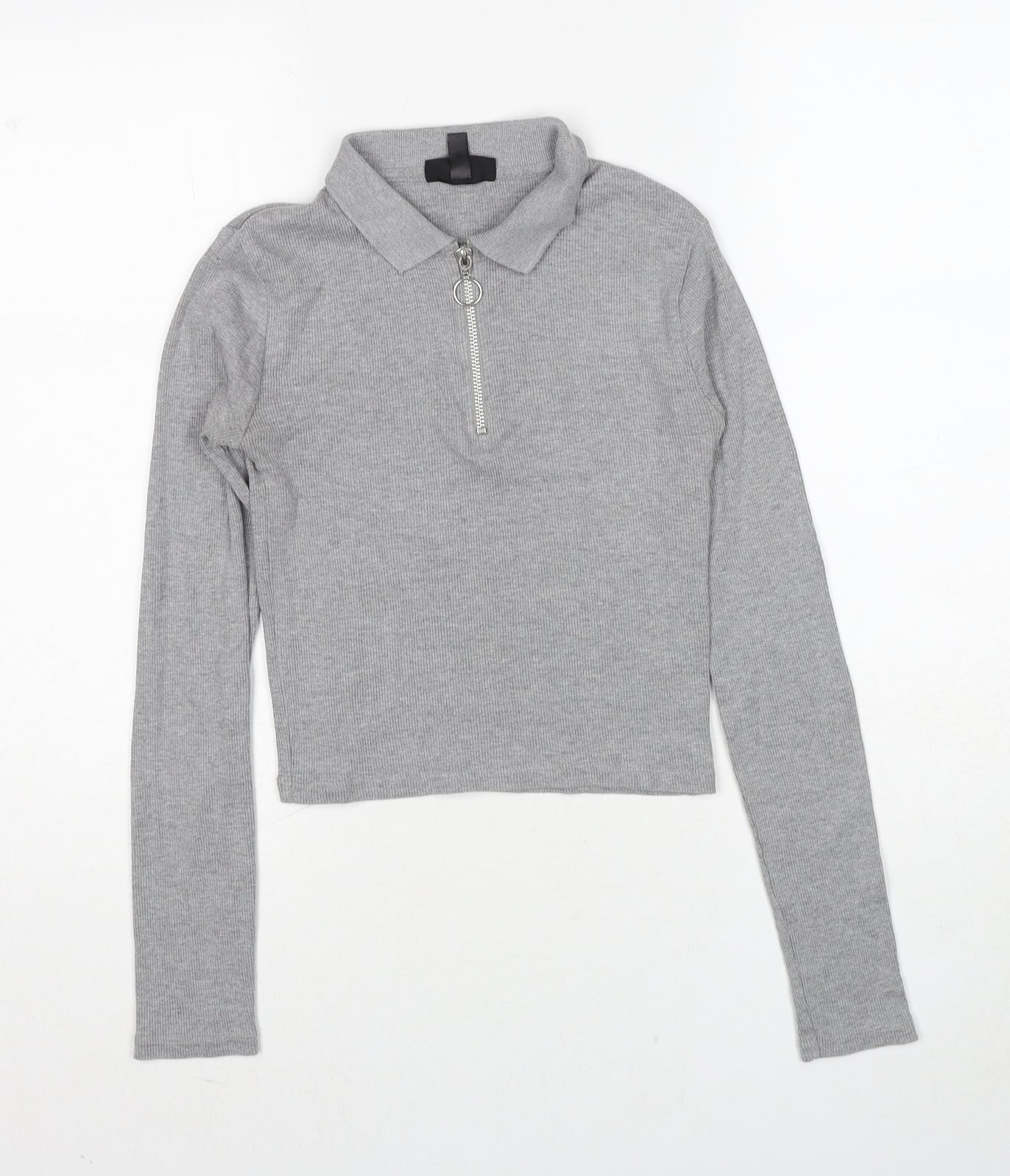 Topshop Womens Grey Cotton Basic Polo Size 8 Collared