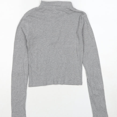 Topshop Womens Grey Cotton Basic Polo Size 8 Collared