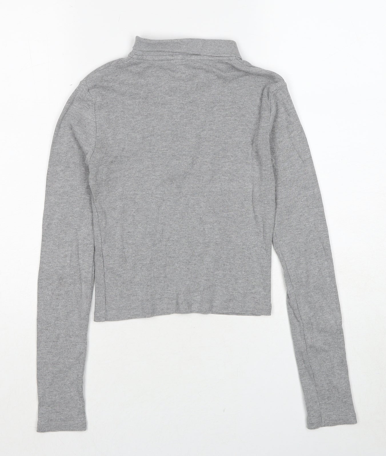 Topshop Womens Grey Cotton Basic Polo Size 8 Collared