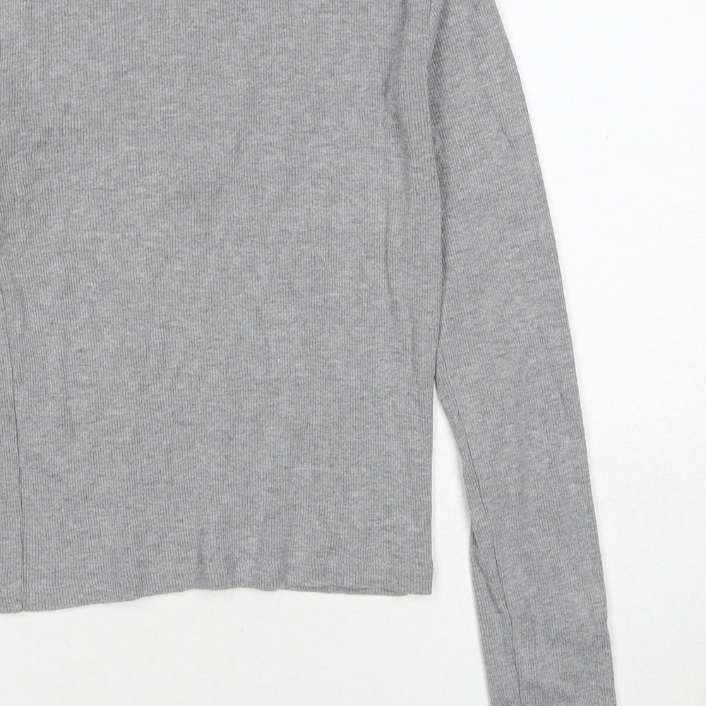 Topshop Womens Grey Cotton Basic Polo Size 8 Collared