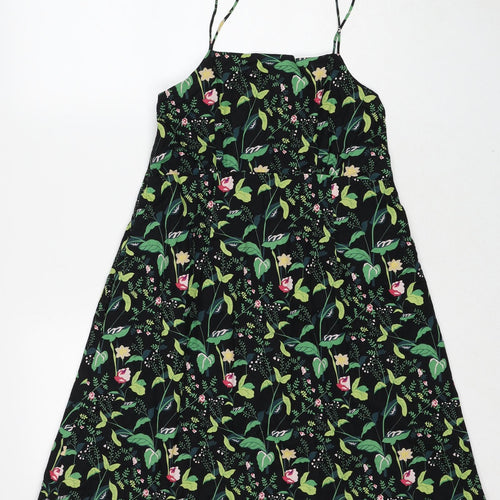 Joy Womens Multicoloured Floral Cotton Slip Dress Size 12 Square Neck Zip