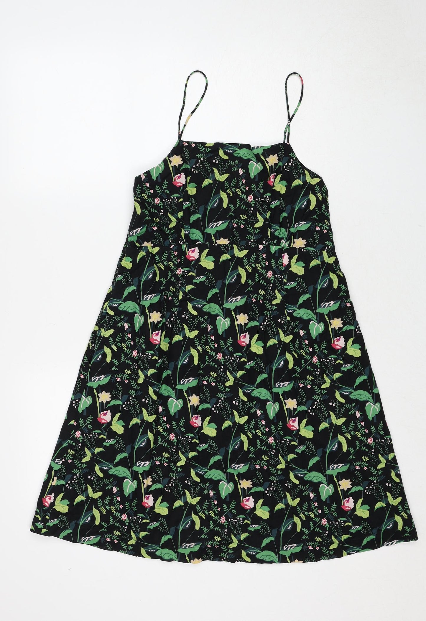 Joy Womens Multicoloured Floral Cotton Slip Dress Size 12 Square Neck Zip