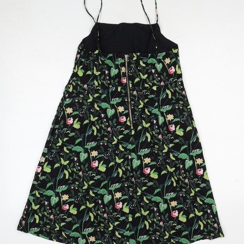 Joy Womens Multicoloured Floral Cotton Slip Dress Size 12 Square Neck Zip