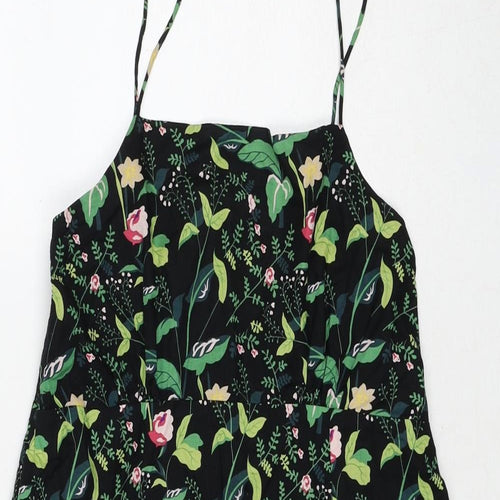Joy Womens Multicoloured Floral Cotton Slip Dress Size 12 Square Neck Zip
