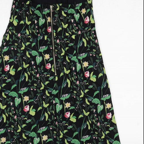 Joy Womens Multicoloured Floral Cotton Slip Dress Size 12 Square Neck Zip