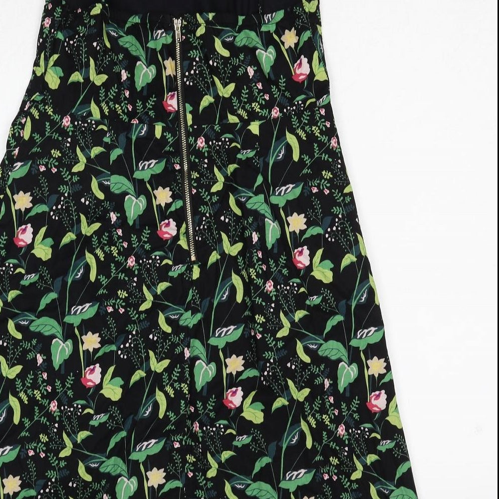 Joy Womens Multicoloured Floral Cotton Slip Dress Size 12 Square Neck Zip