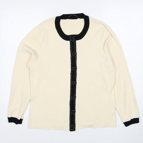 Windsmoor Womens Ivory Round Neck Viscose Cardigan Jumper Size L