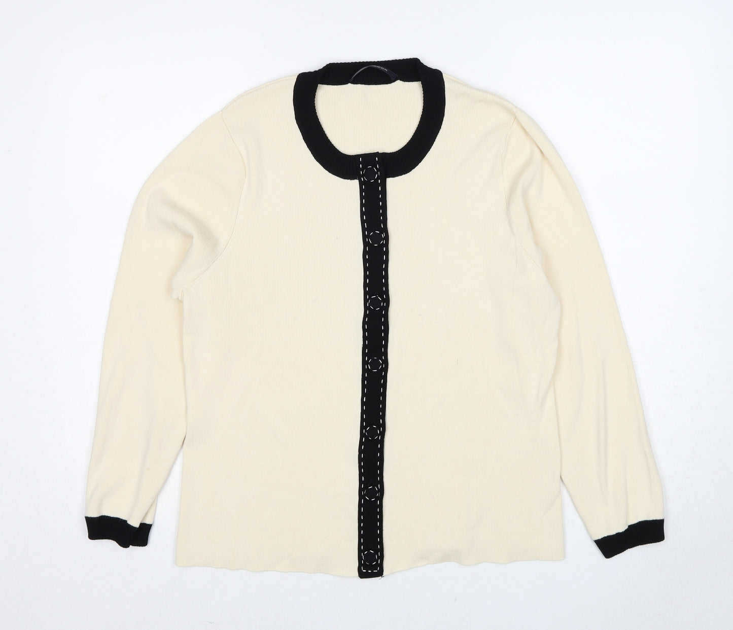 Windsmoor Womens Ivory Round Neck Viscose Cardigan Jumper Size L