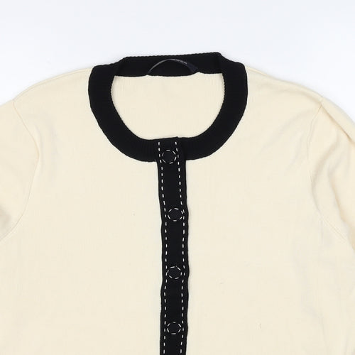 Windsmoor Womens Ivory Round Neck Viscose Cardigan Jumper Size L