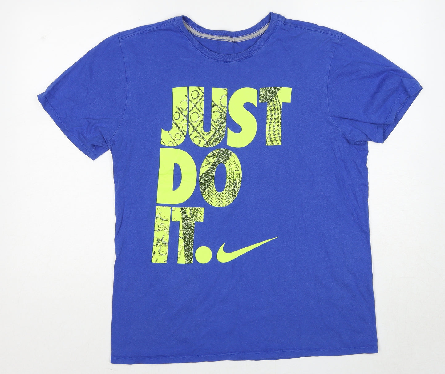Nike Mens Blue Cotton T-Shirt Size M Round Neck - Just Do It