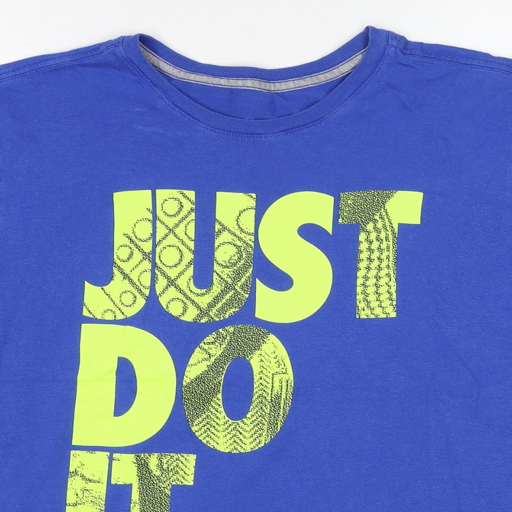 Nike Mens Blue Cotton T-Shirt Size M Round Neck - Just Do It