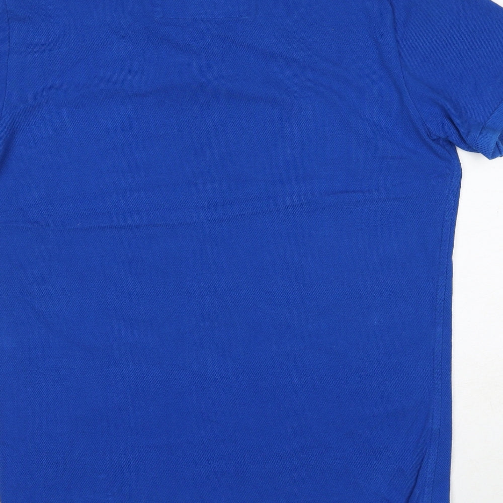 Superdry Mens Blue Cotton Polo Size M Collared Pullover