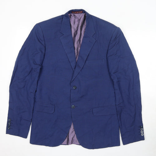 Ejaz Suiting Mens Blue Polyester Jacket Blazer Size 40 Regular