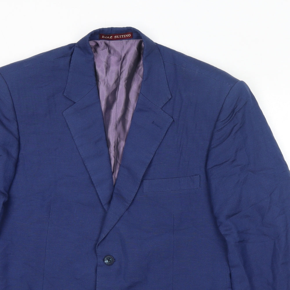 Ejaz Suiting Mens Blue Polyester Jacket Blazer Size 40 Regular