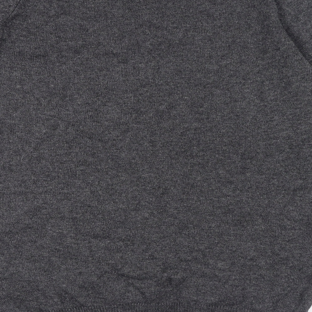 Marks and Spencer Mens Grey V-Neck Wool Pullover Jumper Size M Long Sleeve