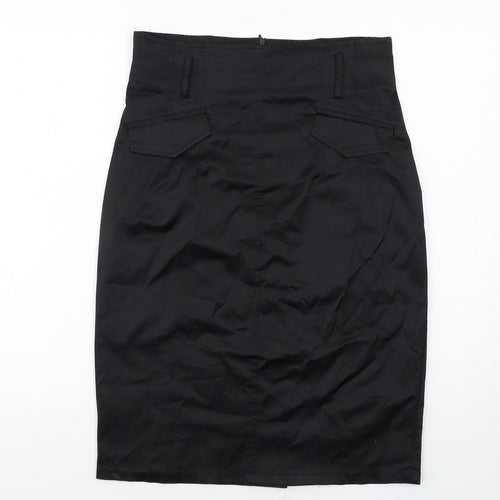 Lucy Womens Black Polyester Straight & Pencil Skirt Size L Zip