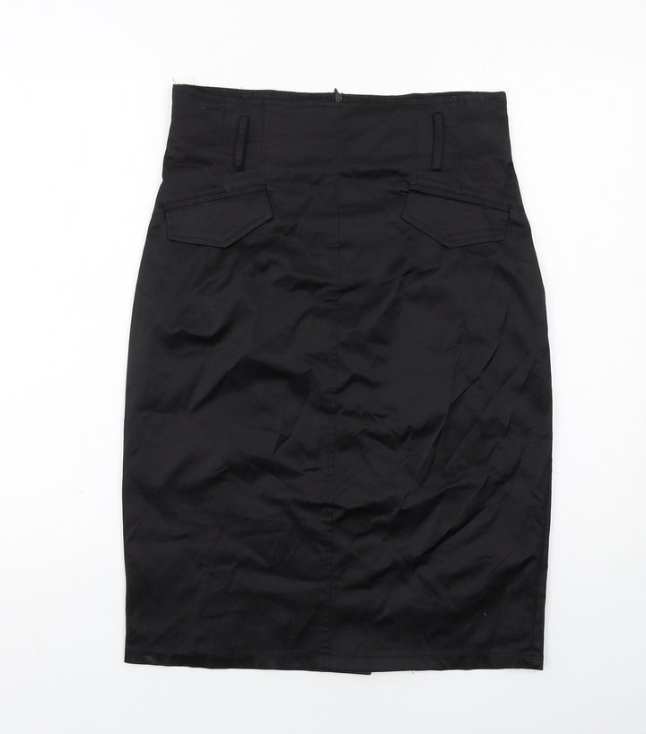 Lucy Womens Black Polyester Straight & Pencil Skirt Size L Zip