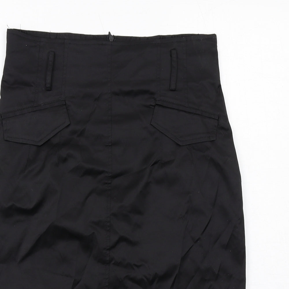 Lucy Womens Black Polyester Straight & Pencil Skirt Size L Zip