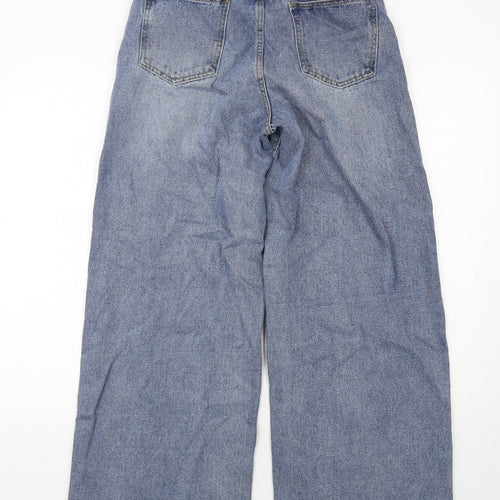 Nasty Gal Womens Blue Cotton Wide-Leg Jeans Size 6 Regular Zip
