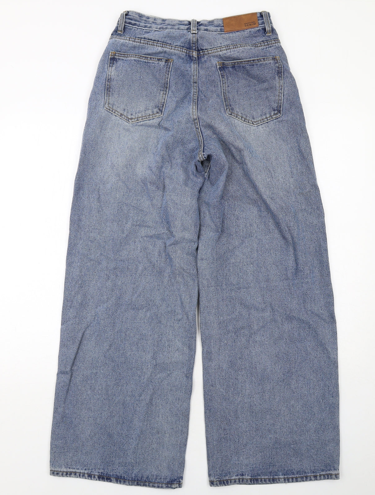 Nasty Gal Womens Blue Cotton Wide-Leg Jeans Size 6 Regular Zip