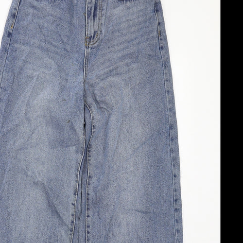 Nasty Gal Womens Blue Cotton Wide-Leg Jeans Size 6 Regular Zip
