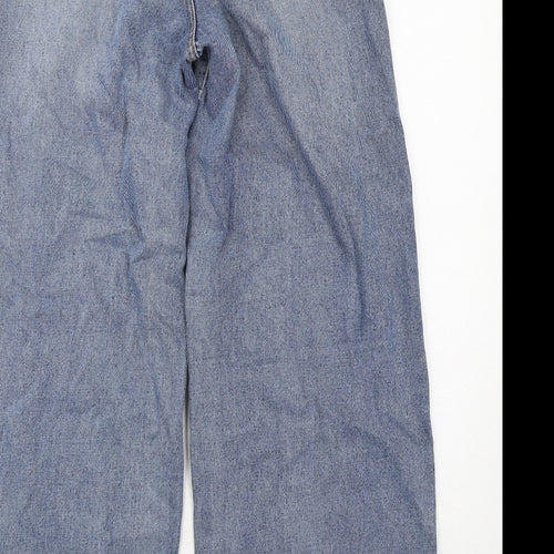 Nasty Gal Womens Blue Cotton Wide-Leg Jeans Size 6 Regular Zip