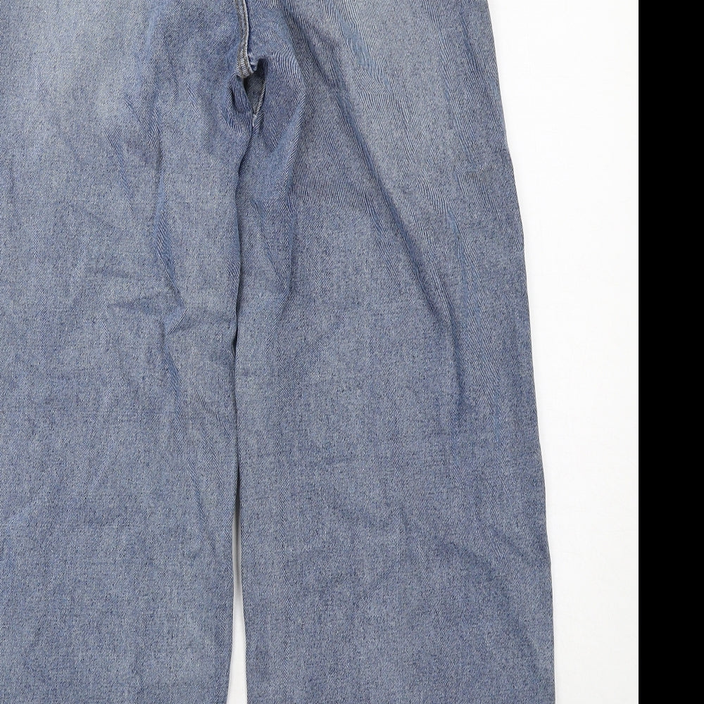 Nasty Gal Womens Blue Cotton Wide-Leg Jeans Size 6 Regular Zip