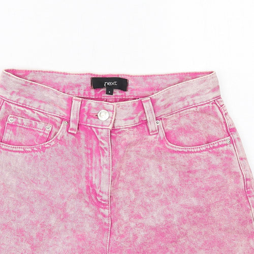 NEXT Womens Pink Cotton Cut-Off Shorts Size 6 Regular Zip