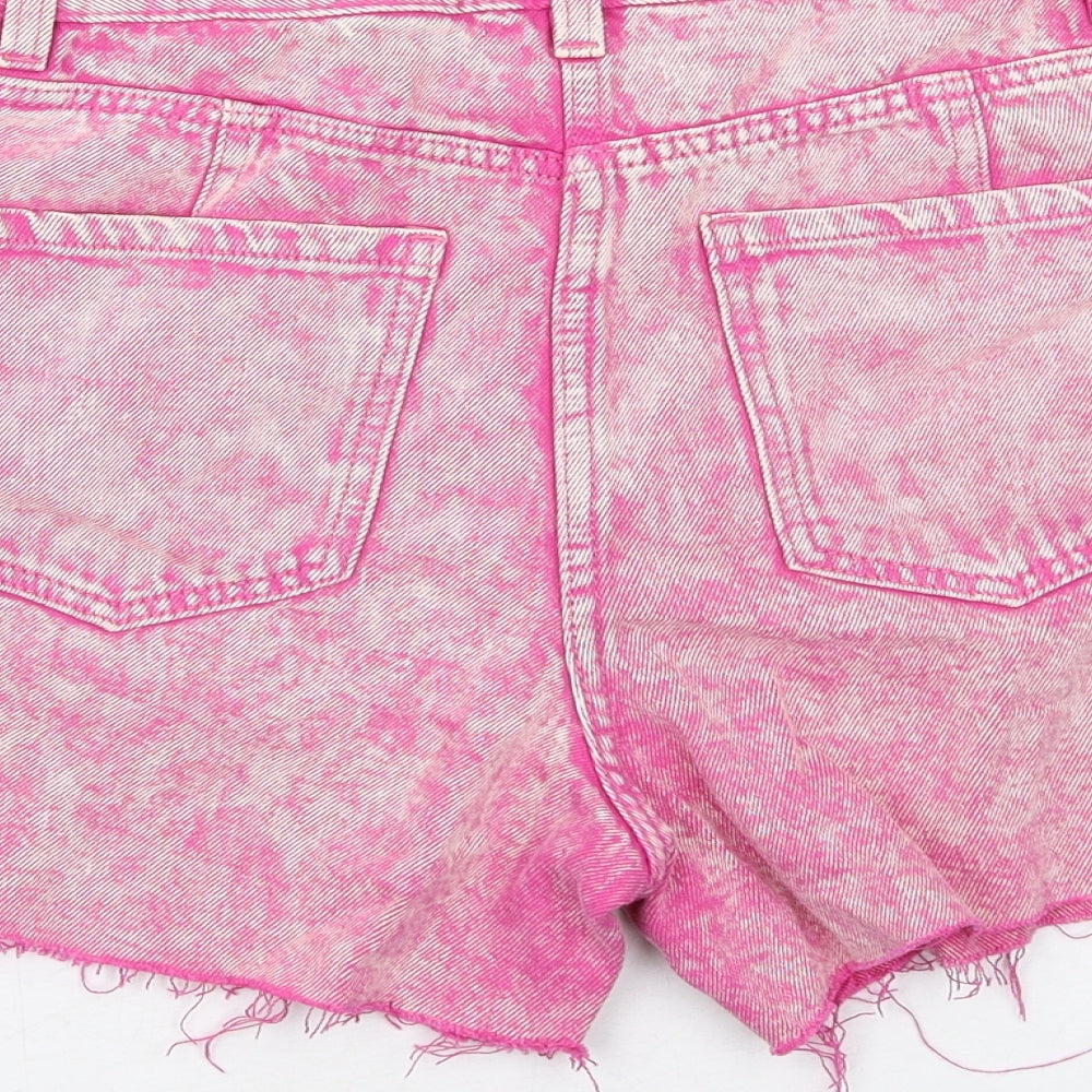 NEXT Womens Pink Cotton Cut-Off Shorts Size 6 Regular Zip