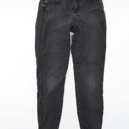 New Look Womens Grey Cotton Skinny Jeans Size 8 Regular Zip - Distressed Hems
