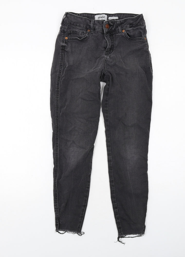 New Look Womens Grey Cotton Skinny Jeans Size 8 Regular Zip - Distressed Hems
