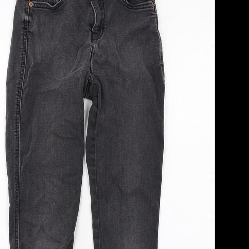 New Look Womens Grey Cotton Skinny Jeans Size 8 Regular Zip - Distressed Hems