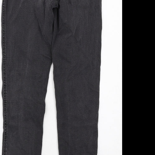 New Look Womens Grey Cotton Skinny Jeans Size 8 Regular Zip - Distressed Hems