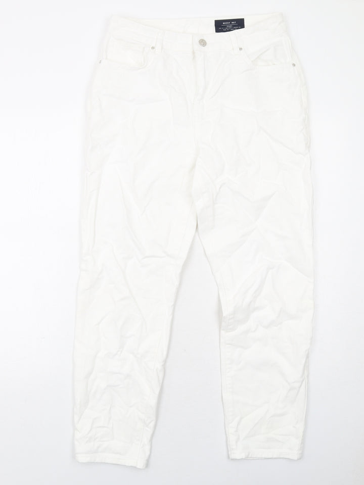 Noisy may Womens White Cotton Tapered Jeans Size 12 L32 in Regular Zip