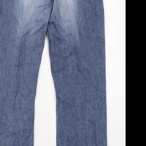 River Island Mens Blue Cotton Straight Jeans Size 34 in Regular Button