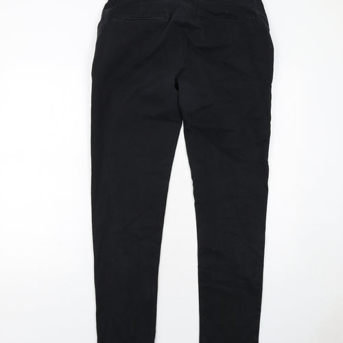 Topman Mens Black Cotton Chino Trousers Size 34 in L32 in Regular Button