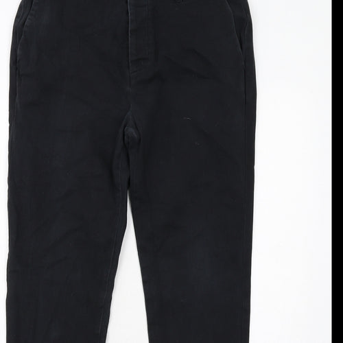 Topman Mens Black Cotton Chino Trousers Size 34 in L32 in Regular Button
