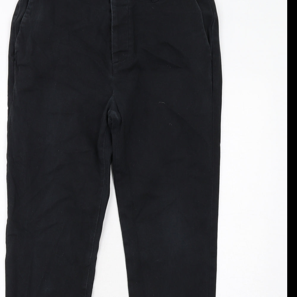 Topman Mens Black Cotton Chino Trousers Size 34 in L32 in Regular Button